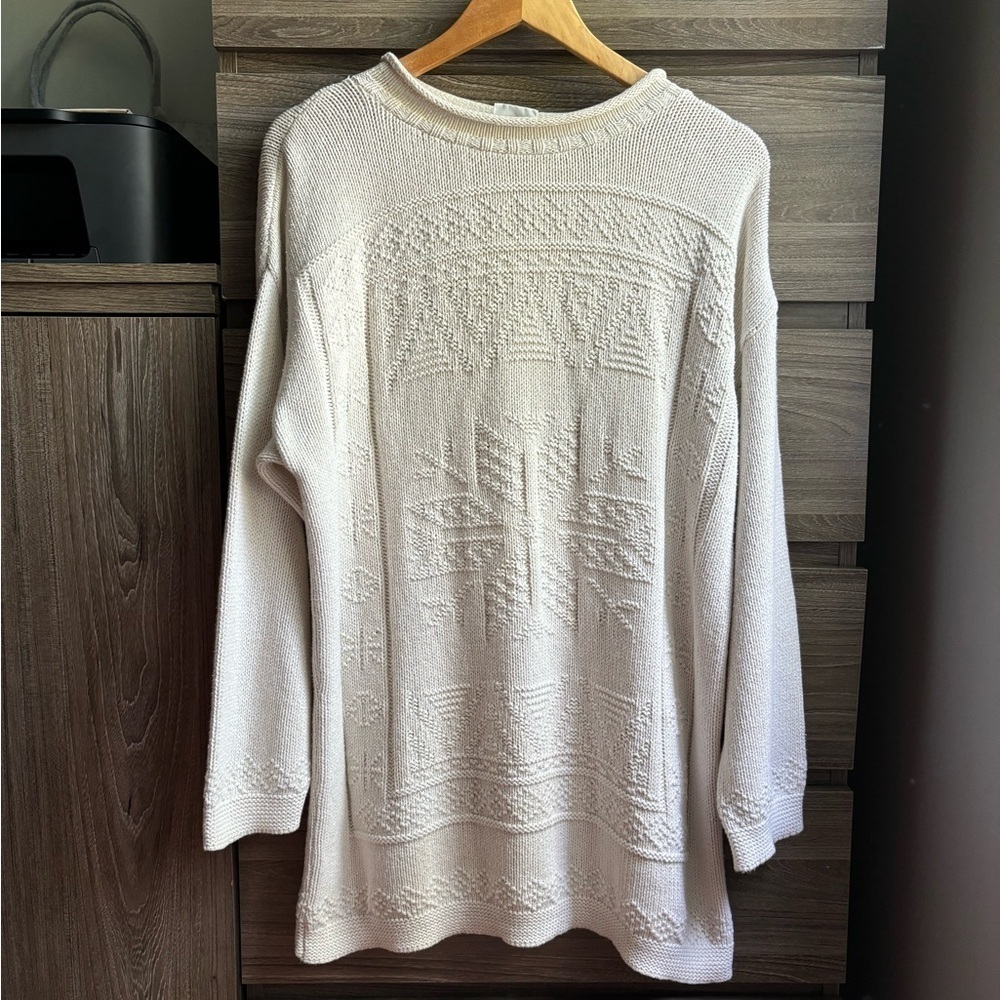 Vintage Oversized Grandma Cable Knit Off White CHUNKY Sweater